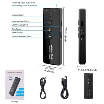 Adapter bezprzewodowy 3 w 1 BT5.0 TV Komputer Bezprzewodowy odbiornik