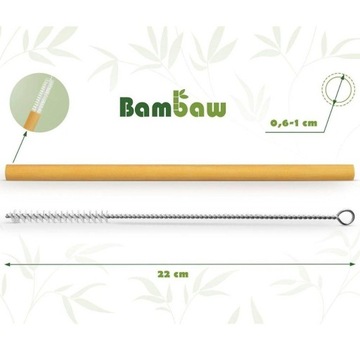 Bambaw Набор бамбуковых трубочек (22см) 12 шт.