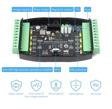 Промышленный 8-канальный модуль аналогового ввода (B) 12 бит Modbus RTU