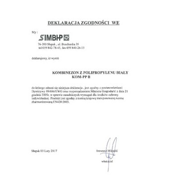 Kombinezon ochronny biały jednorazowy osłonowy WE