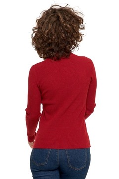 КРАСНЫЙ ЖЕНСКИЙ ДЖЕМПЕР В РЕЗИНКУ, ГОЛЬФ В РЕБИНКУ, С ДЛИННЫМ РУКАВОМ MORAJ M