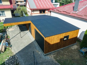 Жестяной гараж с крышей / под дерево / гаражи из листового металла TRANSTAL