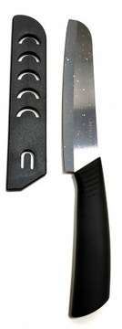 NÓŻ CERAMICZNY SANTOKU Z OSŁONKĄ 15CM KARTON CZARNY MARMUREK
