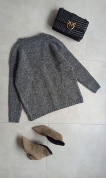 Sweter Zara m 38 kardigan grafit szary