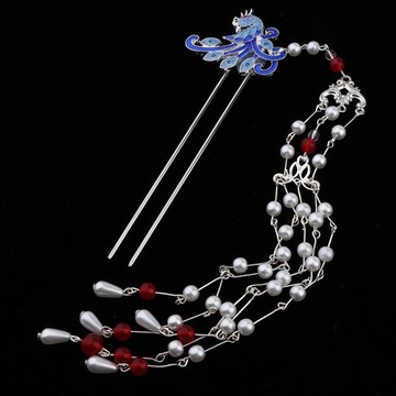 Бусины в китайском стиле с длинными кистями, палочка для волос, серебряная металлическая палочка для волос 03
