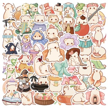 100 sztuk Cartoon Kawaii naklejki słodkie zwierzę