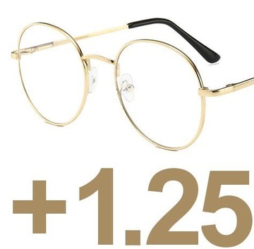 OKULARY metal KOREKCYJNE PLUSY +1.25 złote