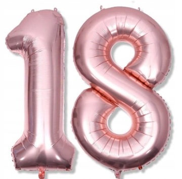 Cyfra 18 Osiemnaście 100 Cm Balony Różowe Złoto