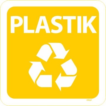 Naklejka na kosz do segregacji śmieci Plastik kwad
