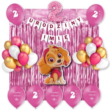 Zestaw Balony Psi Patrol 2 Urodziny Dowolne Imię