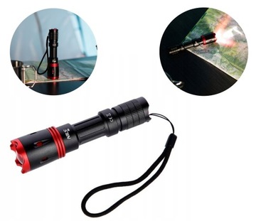 Latarka LED turystyczna kempingowa 3 tryby świecenia + smycz 1000 LM NC0004