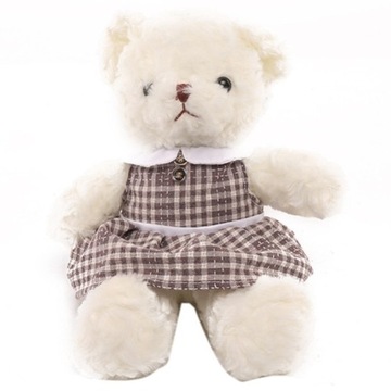 Miś przytulanka w sukience ECRU 30cm fiolet F0210