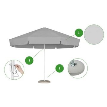 Parasol Ogrodowy 3m Rodos Okrągły Szary