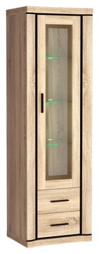 ДАЛЛАС D-16 шкаф-витрина с полками, дуб сонома