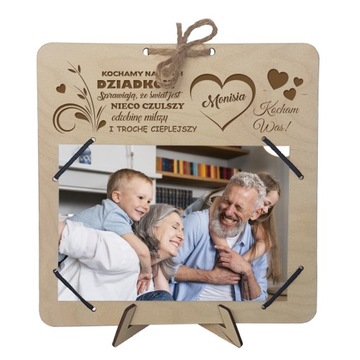 DREWNIANA FOTO RAMKA DZIEŃ BABCI DZIADKA PREZENT