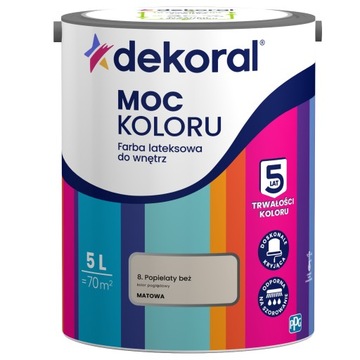 Dekoral MOC KOLORU Farba lateksowa do wnętrz popielaty beż 5l