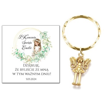 PODZIĘKOWANIE DLA GOŚCI UPOMINEK BRELOK ANIOŁEK KOMUNIA PAMIĄTKA