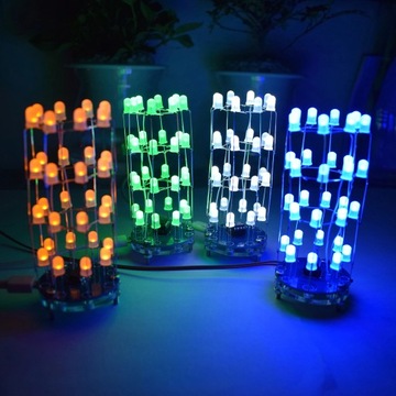 32LED 5mm Cube 8x4 BLUE świetlne animacje diy KIT