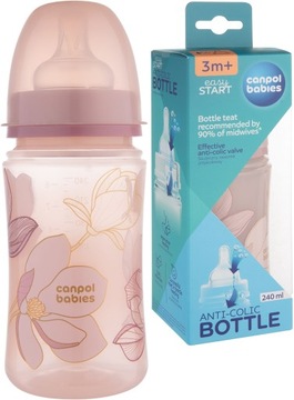 CANPOL BUTELKA ANTYKOLKOWA 240ML SMOCZEK 3m+ GOLD