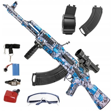 KARABIN AK47 NA KULKI ŻELOWE AUTOMAT DWA MAGAZYNKI KARABIN GRAFFITI