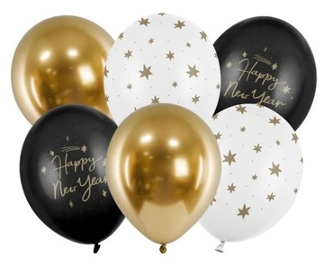 Balony Happy New Year Dekoracje Sylwester 6 szt