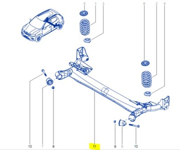 BELKA ZAWIESZENIA TYŁ DACIA SPRING 21-