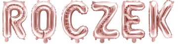 ROCZEK Napis z balonów Balony ROSE GOLD RÓŻ ZŁOTO