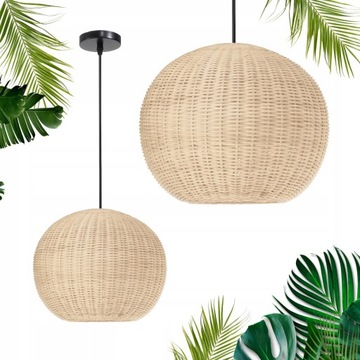 LAMPA WISZĄCA PLECIONA BAMBUS NATURAL BOHO DREWNO