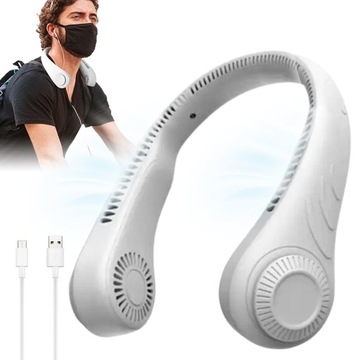Портативный шейный вентилятор, перезаряжаемый через USB, безлопастной, подвесной шейный вентилятор
