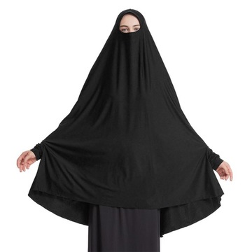 Šaty Abaya cez hlavu strečové čierne saudské L