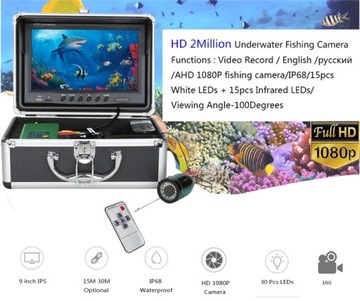 9-дюймовый 1080P DVR рыболокатор подводная камера для рыбалки HD 1280*720 экран