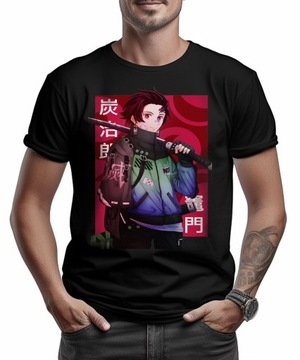 Koszulka męska czarna z nadrukiem ,,ANIME DEMON SLAYER