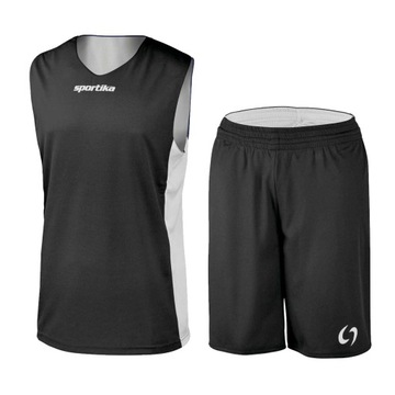 Dwustronny komplet Koszykarski SPORTIKA Assen Set reversibile Czarny/Biały