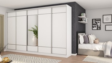 Szafa przesuwna z lustrem 400 cm POJEMNA 4 drążki