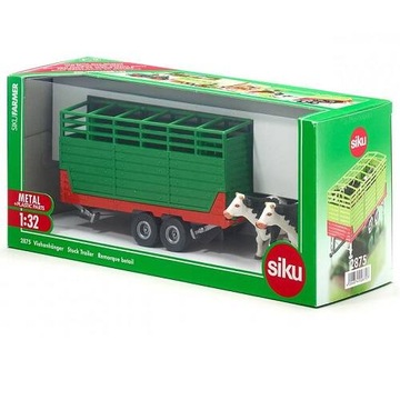 SIKU 2875 Przyczepa do przewozu bydła i 2 krowy gumowe opony METAL PREMIUM