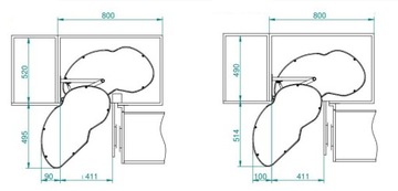 Полка для почек, угловая корзина OPTIMA REJS 800/450 Левая