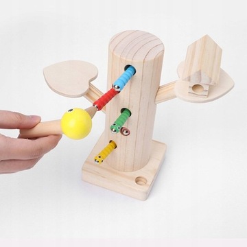 Montessori edukacyjne zabawki drewniane dzięcioł