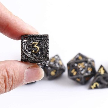 Набор кубиков Dolity, 7 штук, медь, полые, металлические, в форме дракона