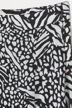 H&M spódnica midi rozcięcie rozporek ołówkowa wzór print zebra trapezowa L