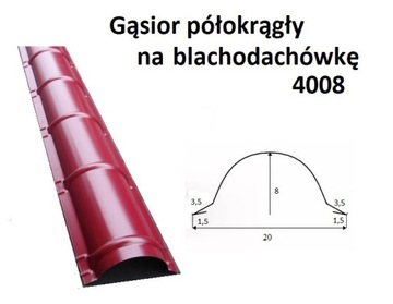 Gąsior półokrągły na blachodachówkę łazka 4008