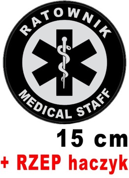 RATOWNIK Medical Staff z nadrukiem odblaskowym emblemat okrągły 15 cm RZEP
