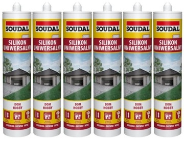6x SOUDAL USZCZELNIACZ SILIKON UNIWERSALNY Szary