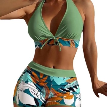 STRÓJ KĄPIELOWY DWUCZĘŚCIOWY WYGODNY ELASTYCZNY SPODENKI PLUS SIZE