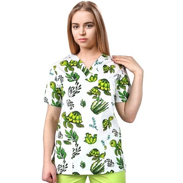 Bluza medyczna damska fartuch kolorowy wzorek XS