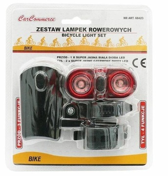 ВЕЛОСИПЕДНАЯ ФОНАРЬ ПЕРЕДНЯЯ + ЗАДНЯЯ СВЕТОДИОДНАЯ