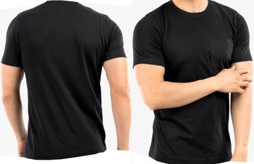 Męska Koszulka T-shirt roz.10XL CZARNA Z KIESZONKĄ