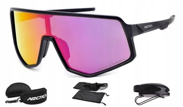 OKULARY ROWEROWE MONOLENS POWŁOKA REVO GUMOWE NOSKI ARCTICA S-331B