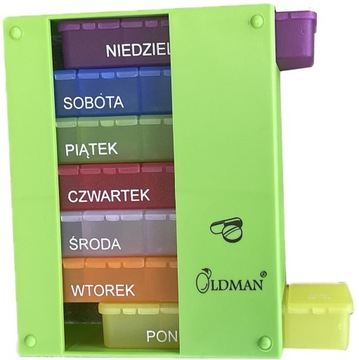 POJEMNIK ORGANIZER NA LEKI LEKARSTWA PIGUŁKI OLDMAN KASETKA 7 dni 4 pory