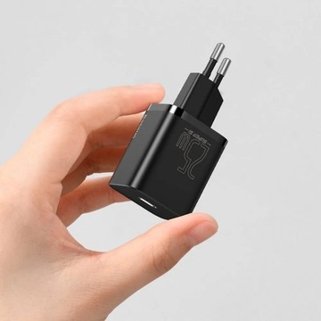 Настенное зарядное устройство BASEUS Type C Super Si PD 25 Вт + кабель с типа C на тип C, черный