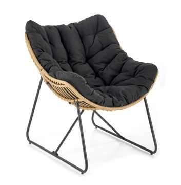Fotel WHISPER naturalny czarny boho rattan ALABAMA